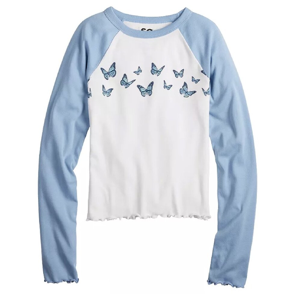 Girls 4-20 SO® Long Sleeve Raglan Baby Tee in Regular